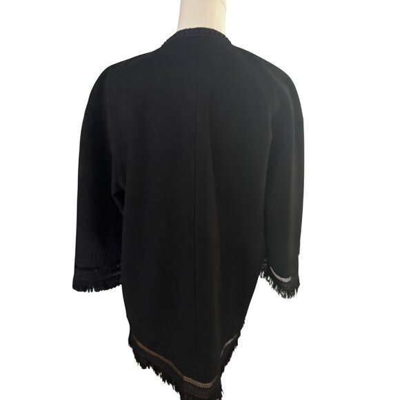 ZARA XS Faux Suede Fringed Trim Boho Jacket in Black Women’s Festival - Picture 3 of 16